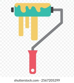 Paint roller icon on light background. Paint symbol. Brush, color, repaint, renovation, interior, worktool, art. Outline, flat and colored style. Flat design.