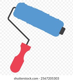 Paint roller icon on light background. Paint symbol. Brush, color, repaint, renovation, interior, worktool, art. Outline, flat and colored style. Flat design.