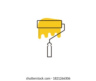 Icono de rodillo de pintura en fondo blanco en ilustración vectorial