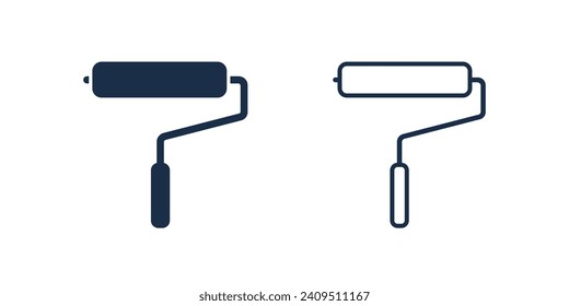 Paint roller icon on white background. Paint symbol. Brush, color, repaint, renovation, interior, worktool, art. Outline, and flat style symbol