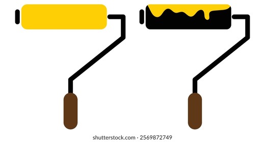 Paint roller icon on white background. Paint symbol. Brush, color, repaint, renovation, interior, worktool, art. Decorating and painting vector image. 