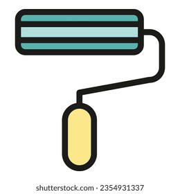 Dibujar el vector de contorno del icono del rodillo. Interfaz de datos. Color de escala digital plano