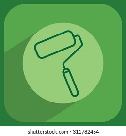 Paint roller icon. Paintbrush tool sign. Linear outline button. Vector