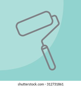 Paint roller icon. Paintbrush tool sign. Linear outline button. Vector