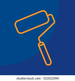 Paint roller icon. Paintbrush tool sign. Linear outline button. Vector