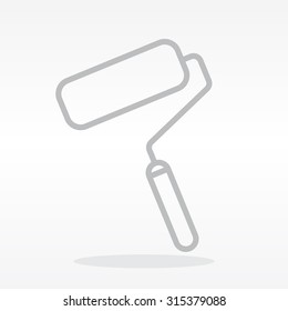 Paint roller icon. Paintbrush tool sign. Linear outline button. Vector