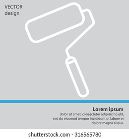 Paint roller icon. Paintbrush tool sign. Linear outline button. Vector