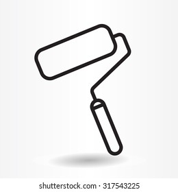 Paint roller icon. Paintbrush tool sign. Linear outline button. Vector