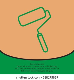Paint roller icon. Paintbrush tool sign. Linear outline button. Vector