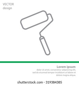 Paint roller icon. Paintbrush tool sign. Linear outline button. Vector