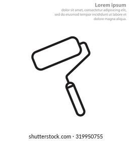 Paint roller icon. Paintbrush tool sign. Linear outline button. Vector