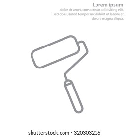 Paint roller icon. Paintbrush tool sign. Linear outline button. Vector
