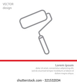 Paint roller icon. Paintbrush tool sign. Linear outline button. Vector