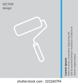 Paint roller icon. Paintbrush tool sign. Linear outline button. Vector
