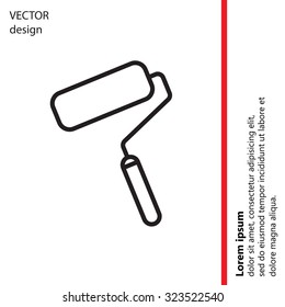 Paint roller icon. Paintbrush tool sign. Linear outline button. Vector