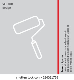 Paint roller icon. Paintbrush tool sign. Linear outline button. Vector