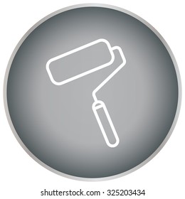 Paint roller icon. Paintbrush tool sign. Linear outline button. Vector