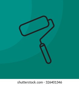 Paint roller icon. Paintbrush tool sign. Linear outline button. Vector