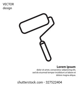 Paint roller icon. Paintbrush tool sign. Linear outline button. Vector