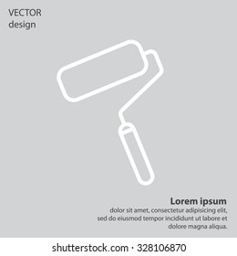 Paint roller icon. Paintbrush tool sign. Linear outline button. Vector