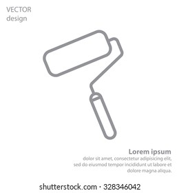 Paint roller icon. Paintbrush tool sign. Linear outline button. Vector