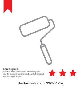 Paint roller icon. Paintbrush tool sign. Linear outline button. Vector