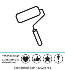 Paint roller icon. Paintbrush tool sign. Linear outline button. Vector