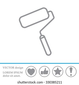Paint roller icon. Paintbrush tool sign. Linear outline button. Vector