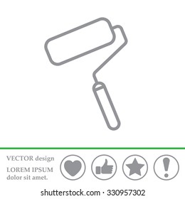 Paint roller icon. Paintbrush tool sign. Linear outline button. Vector