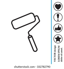 Paint roller icon. Paintbrush tool sign. Linear outline button. Vector