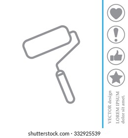 Paint roller icon. Paintbrush tool sign. Linear outline button. Vector