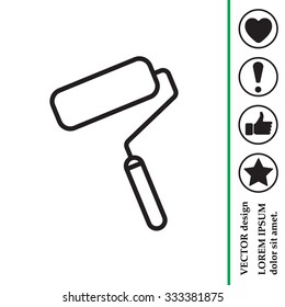Paint roller icon. Paintbrush tool sign. Linear outline button. Vector