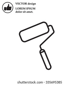Paint roller icon. Paintbrush tool sign. Linear outline button. Vector