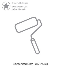 Paint roller icon. Paintbrush tool sign. Linear outline button. Vector