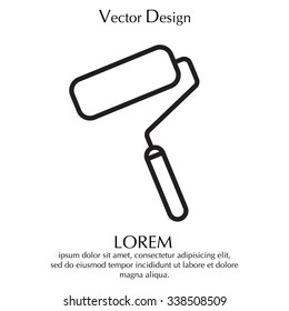 Paint roller icon. Paintbrush tool sign. Linear outline button. Vector