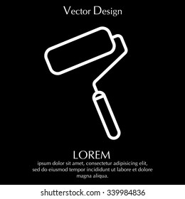 Paint roller icon. Paintbrush tool sign. Linear outline button. Vector