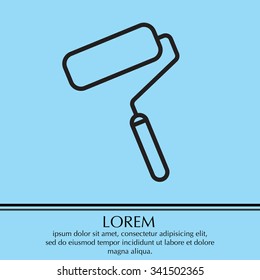 Paint roller icon. Paintbrush tool sign. Linear outline button. Vector