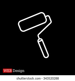 Paint roller icon. Paintbrush tool sign. Linear outline button. Vector