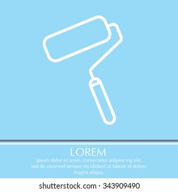 Paint roller icon. Paintbrush tool sign. Linear outline button. Vector