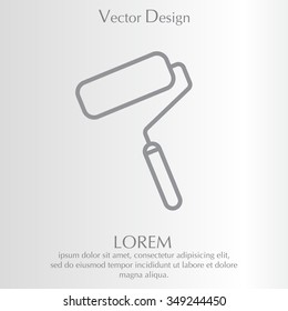 Paint roller icon. Paintbrush tool sign. Linear outline button. Vector