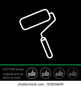 Paint roller icon. Paintbrush tool sign. Linear outline button. Vector