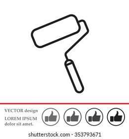 Paint roller icon. Paintbrush tool sign. Linear outline button. Vector