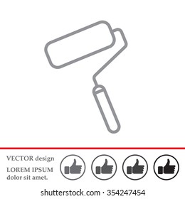 Paint roller icon. Paintbrush tool sign. Linear outline button. Vector