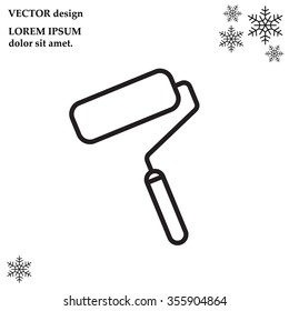 Paint roller icon. Paintbrush tool sign. Linear outline button. Vector