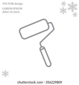 Paint roller icon. Paintbrush tool sign. Linear outline button. Vector