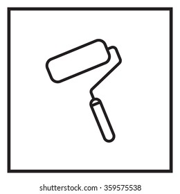 Paint roller icon. Paintbrush tool sign. Linear outline button. Vector