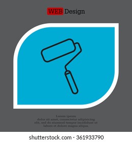Paint roller icon. Paintbrush tool sign. Linear outline button. Vector