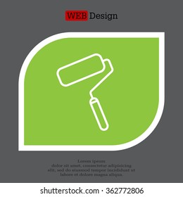 Paint roller icon. Paintbrush tool sign. Linear outline button. Vector