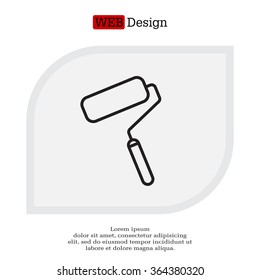Paint roller icon. Paintbrush tool sign. Linear outline button. Vector