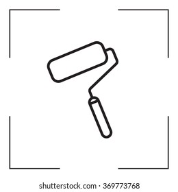 Paint roller icon. Paintbrush tool sign. Linear outline button. Vector